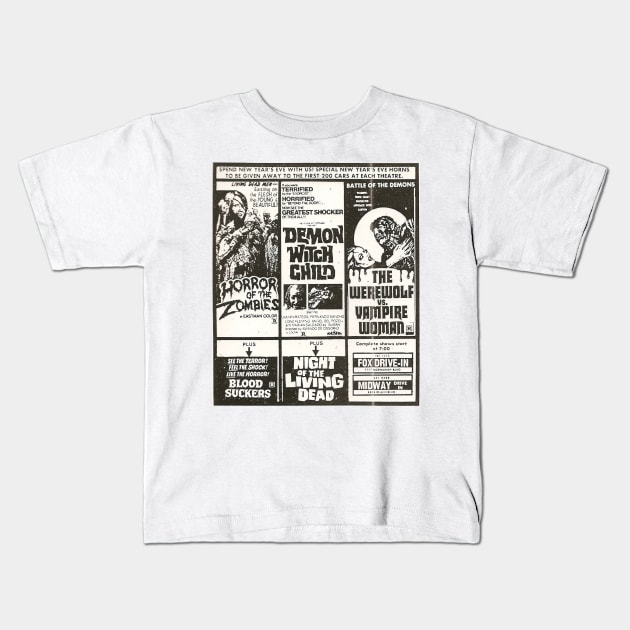 Saturday Night at the Movies Kids T-Shirt by NovaOven